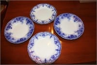 Flow Blue - 2 plates and 2 bowls