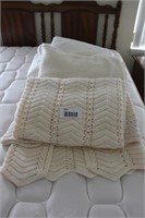 mattress pad, knit throw, blanket and sheets
