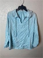 Vintage 1970s Scallop Edge Blue Shirt
