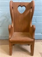 Wooden Heart Doll Chair