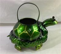 Green metal turtle watering can