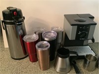 Espresso machine, carafe, 6 coffee cups