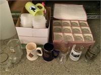 Set of glass tumblers, and assorted Tupperware