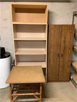 End table, cabinet, and shelving unit