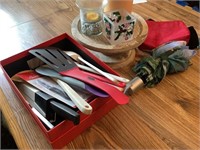 Assorted kitchen utensils and decor