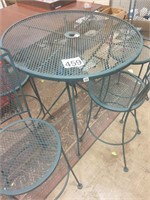 Wrought iron high barstool table with 4 chairs