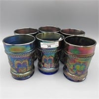 set of 6 Dugan blue Peacock at Fountain tumblers