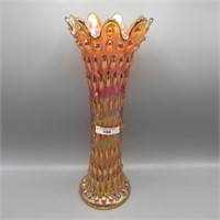 Fenton 13" mari. Rustic mid-size vase w/4" base
