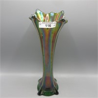 Mburg 10.5" green Four Pillar vase w/Howard