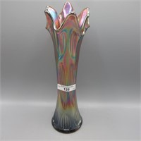 Fenton 10.5" light amy. Diamond Rib pulled vase
