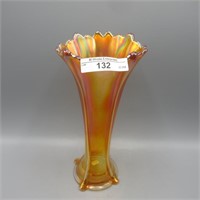 Nwood 8.25" bright mari. Four Pillar vase w/smooth