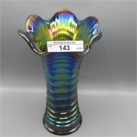 Imp. Ripple vase-8.75" elec. purple-w/3.25" base