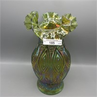 Mburg green Mitered Ovals vase. Has large chip