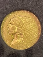 1913 Gold Indian 2 1/2 Dollars XF