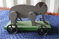 Elephant Pull Toy Cast Iron Wheels