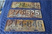 Lot of 3 WV License Plates 51,54,56