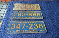 Lot of 3 WV License Plates 68,69,69