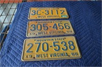 Lot of 3 WV License Plates 66,68,73