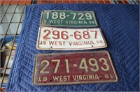Lot of 3 WV License Plates 59,60,61