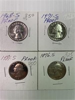 1968-S, 71-S,76-S, 81-S Proof Quarters x4