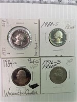 72-S, 80-S, 84-S, 96-S Proof Quarters x4