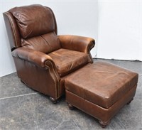 Bradington Young Leather Recliner Chair & Ottoman
