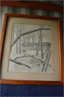K. Gilbert Covered Bridge Drawing