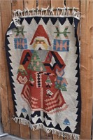 Vintage Santa Claus Turkish Kilim Flat Woven Rug