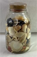 Large jar full of seashells