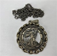 1943 Silver cut half dollar necklace