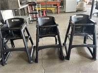 3 Rubbermaid Rolling High Chairs