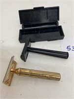 1 Brass Gillette & 1 Black Gillette Safety Razor