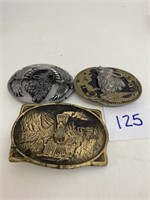 2 Wolf & 1 Train Belt Buckle All Have Maker Marks