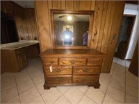 Wood Dresser 7-Drawer w/mirror 51"L x 19"W x 33"H
