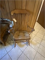 Wood Rocking Chair w/Cloth Covered Cushion