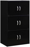 Hodedah 6 Door Bookcase cabinet, Black