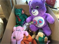 Box of Ty, Build a Bear, and Care Bear toys