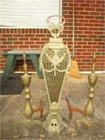 French Style Brass Peacock Fire Place Set - Pick