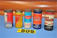 Vintage cardboard tube repair cans, 5" to 5 3/4"