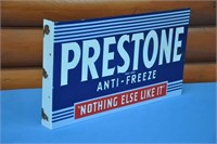 Vtg Prestone anti-freeze porcelain double-sided