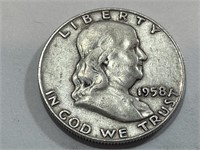 1958 d Franklin Half Dollar