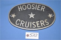 Vintage "Hoosier Cruisers" oval alum placard