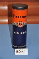 Antique large 10" Firestone tube repair kit, metal