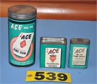 Vintage Ace cardboard tube repair cans w/ contents