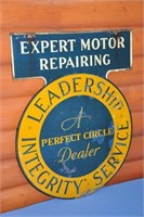 Antique Perfect Circle "Dealer" metal sign