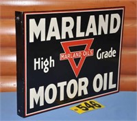 Marland Oils metal flange sign, dble-sided