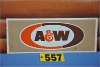 Vintage A & W tin rack sign, 18" x 7 1/4"