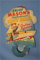 Vintage Mason's Root Beer cardboard advertising