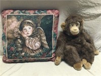 Pillow & stuffed Monkey