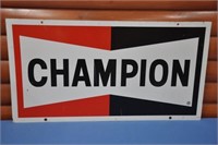Vintage Champion dble-sided metal sign, 36" x 19"